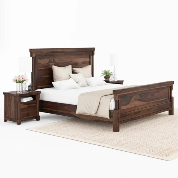 Sheesham Dark Walnut Non Storage Queen Size Bed